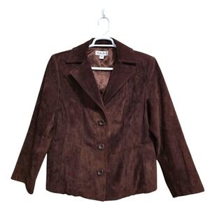 Preston & York Vintage Brown Genuine Leather Suede Single Breasted Blazer Sz XL